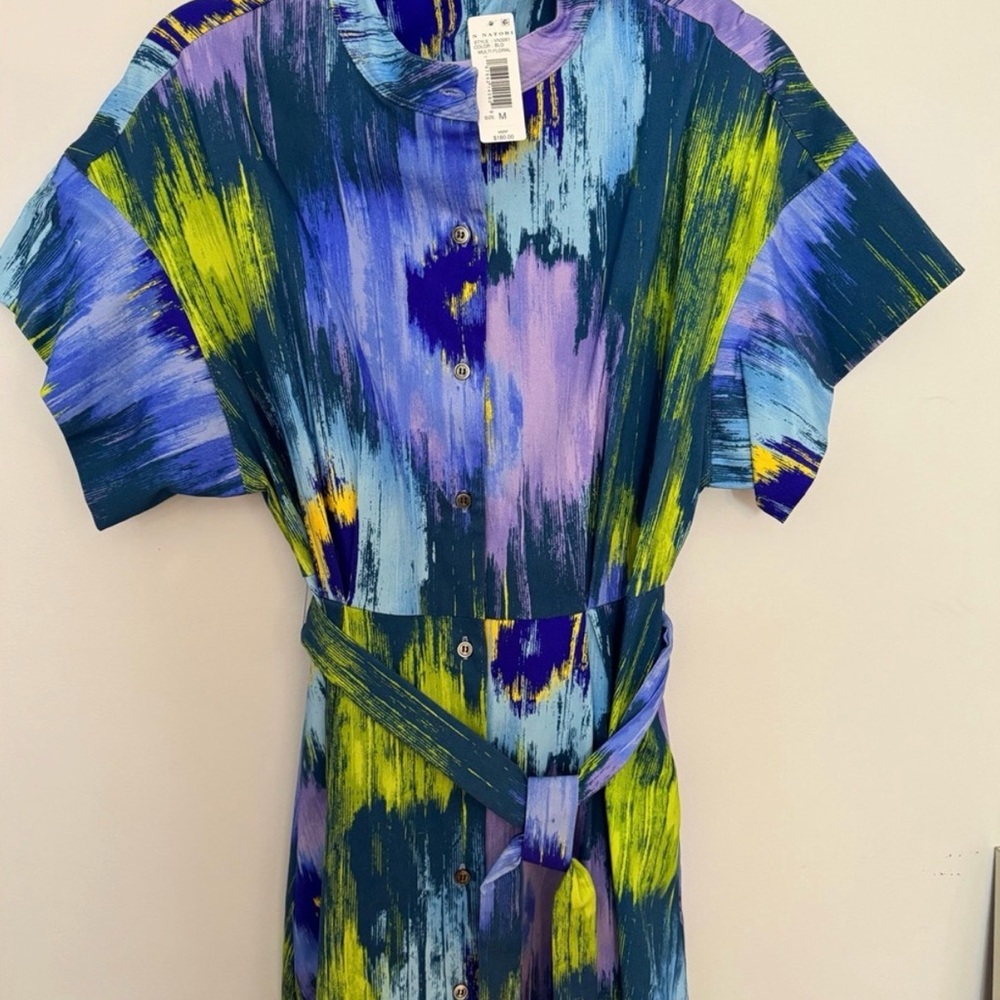 Natori Blue and Green Midi Dress